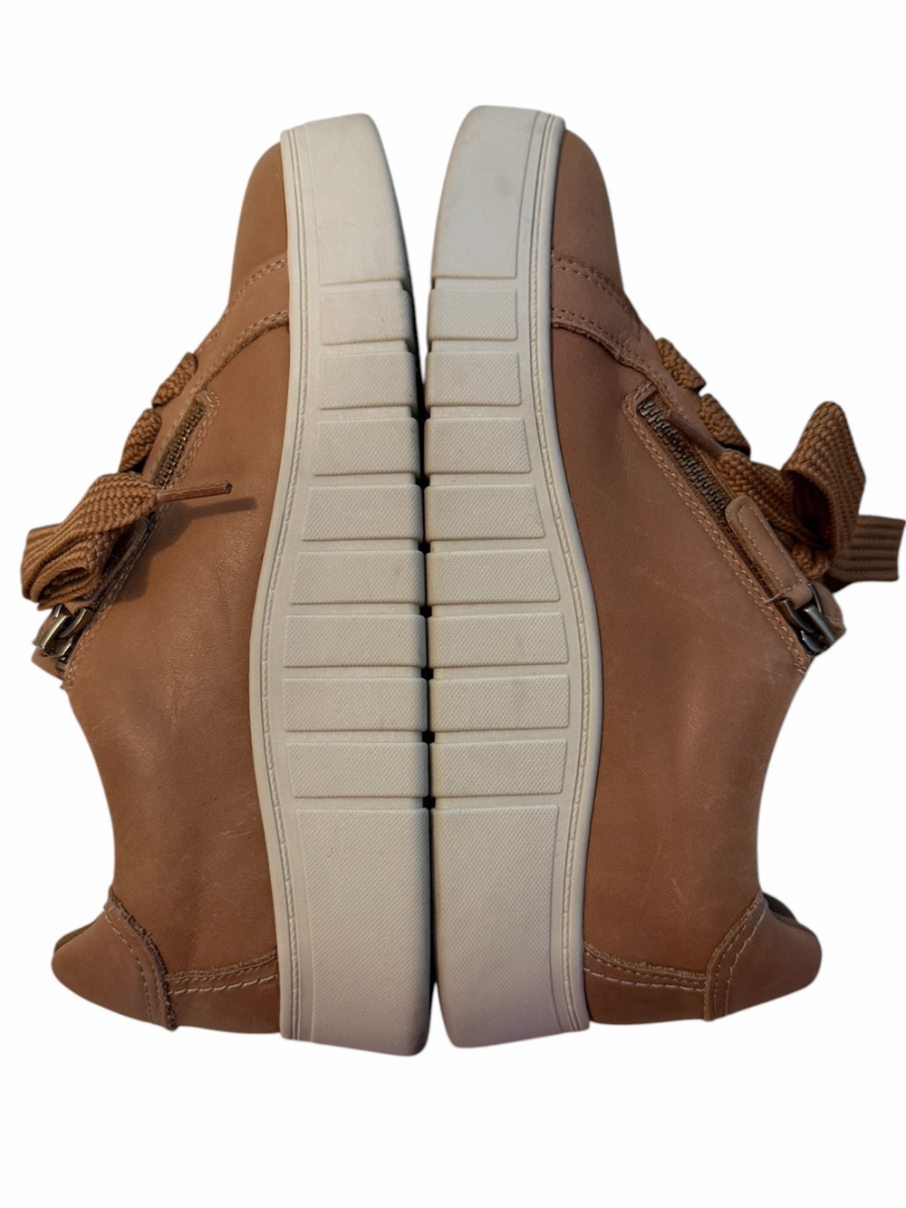 Clarks Mykah Joy Platform Sneaker Womens Sz 9M Tan Leather Zipper Lace Up Casual - Picture 6 of 10